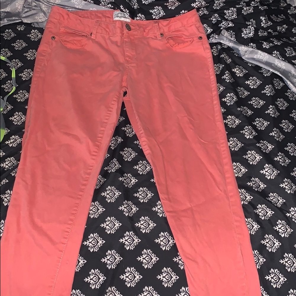 coral skinny jeggings aeropostale 13/14